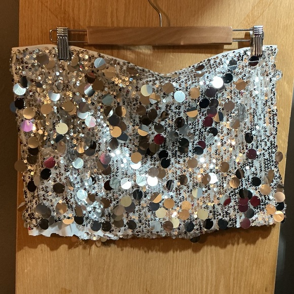SHEIN Dresses & Skirts - SHEIN Silver Sequin Top or Mini Skirt